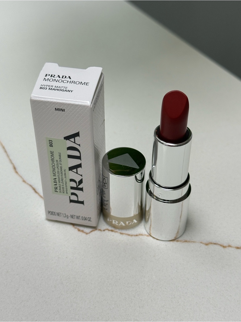 Prada Monochrome Hyper Matte Mini Lipstick - B03 Mahogany